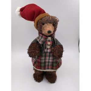 ENFEITE NATALINO URSO COM GORRO