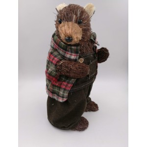 ENFEITE NATALINO URSO ROUPA XADREZ