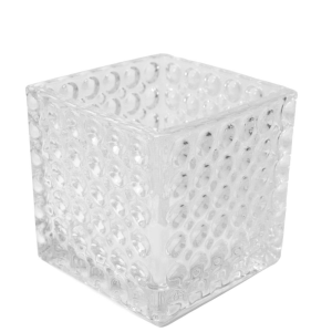 VASO DE VIDRO BOLHAS QUADRADO  PEQUENO