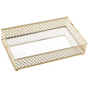 BANDEJA METAL 4548 ESPELHO BARCELONA DOURADA