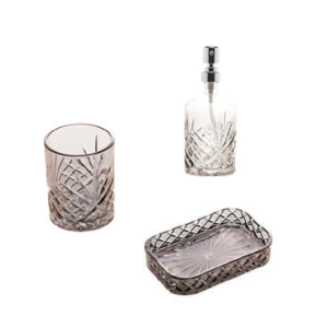 KIT P/BANHEIRO C/3 PÇS VIDRO MINSK PRATEADO