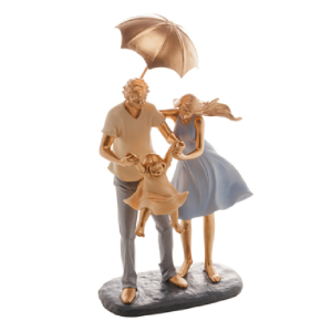 FIGURA DECORATIVA 61446 RESINA FAMILIA GUARDA CHUVA