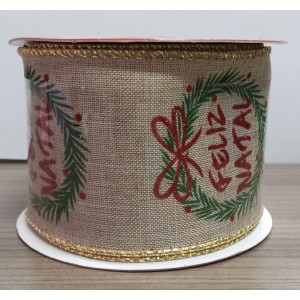FITA NATALINA CF543 JUTA FELIZ NATAL WREATH