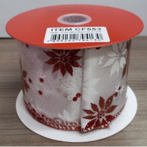 FITA NATALINA  POISETTIA GLITER WHITE VM