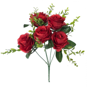 ROSA C/5 GALHOS FD-0009 C/FOLHINHAS