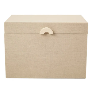 CAIXA EM  MDF REVESTIDA EM LINHO BEGE