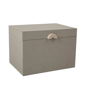 CAIXA MDF 17912 REVESTIDA EM LINHO CINZA