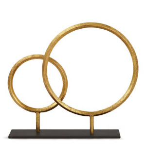 ESCULTURA EM METAL 18377 AROS DOURADOS