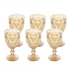 CJ 6 TAÇAS VIDRO P/ÁGUA DIAMOND ÂMBAR METALIZADO
