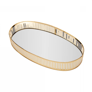 BANDEJA METAL  C/ESPELHO BERLIN DOURADA