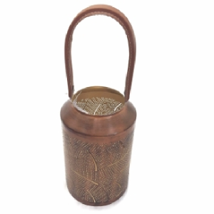 LANTERNA ENVELHECIDA EM BRONZA SURAT COURO