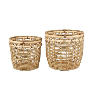 CONJUNTO C/2 CESTOS DE CORDA E PALHA NATURAL