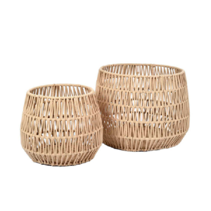 CONJUNTO C/02  CESTO EM FIBRA BEGE