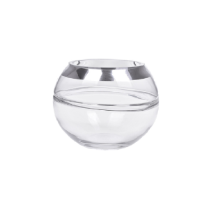 VASO DE VIDRO AQUARIO COM DETALHES PRATA