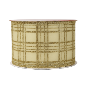 FITA NATALINA XADREZ DOURADA